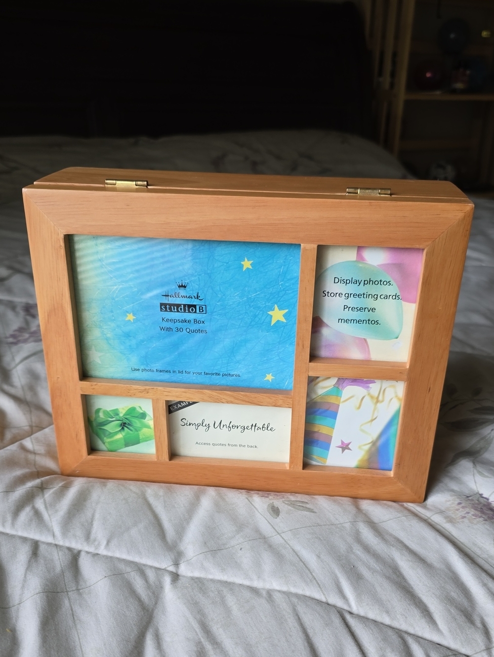 Hallmark Studio B Light Wood Photo Keepsake Box, Natural Wood Includes 30 Quotes